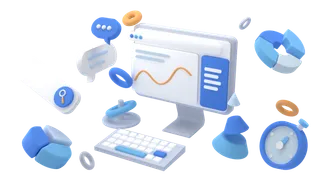 电脑图表简约3D数据png图标素材