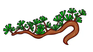 国潮风松树松枝松柏树木手绘植物装饰图案元素PSD设计素材