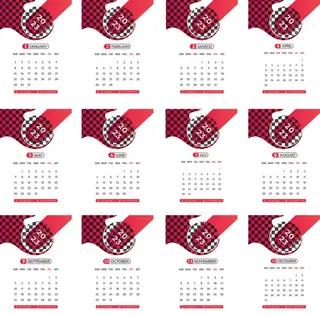 简约红白色新年2023年日历