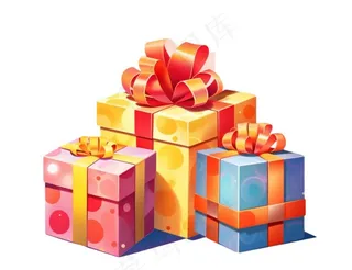 圣诞礼物礼盒卡通插画免抠