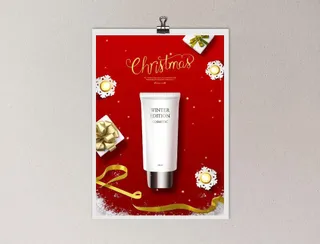 圣诞节销售化妆品海报