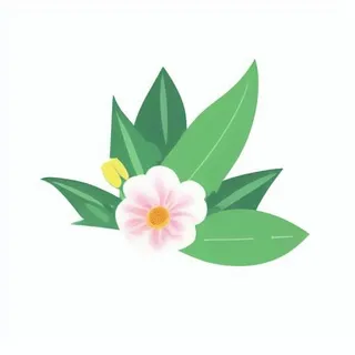 一朵花有绿叶环绕png免抠