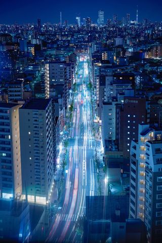 城市车流线唯美夜景图片