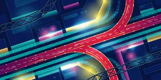 时尚潮流赛博朋克元宇宙虚拟城市夜景Banner海报背景AI矢量图素材