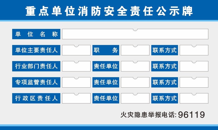 重点单位消防公示牌