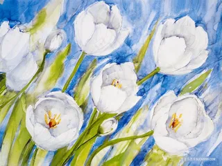 唯美百合花高清油画