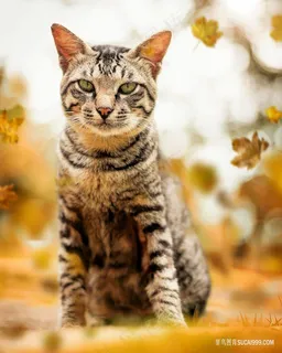秋天枫叶中的小猫图片 秋天枫叶中的小猫图片