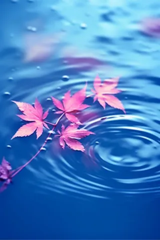 掉落水面的枫叶背景