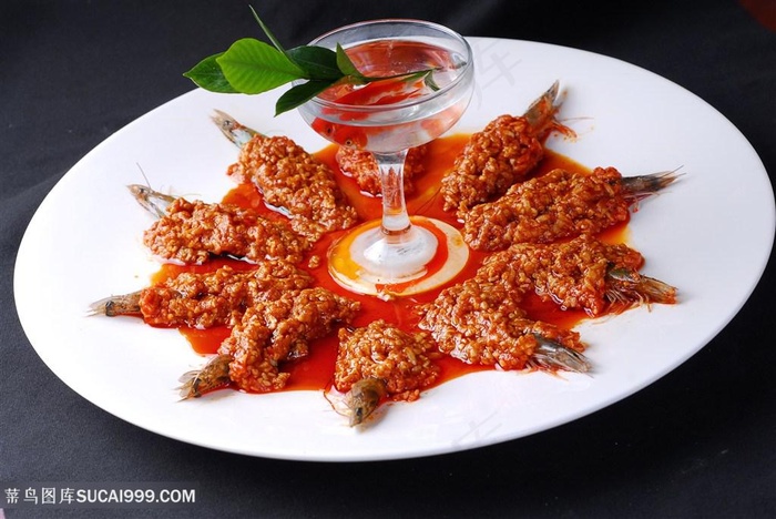 干烧大明虾中华美食摄影图