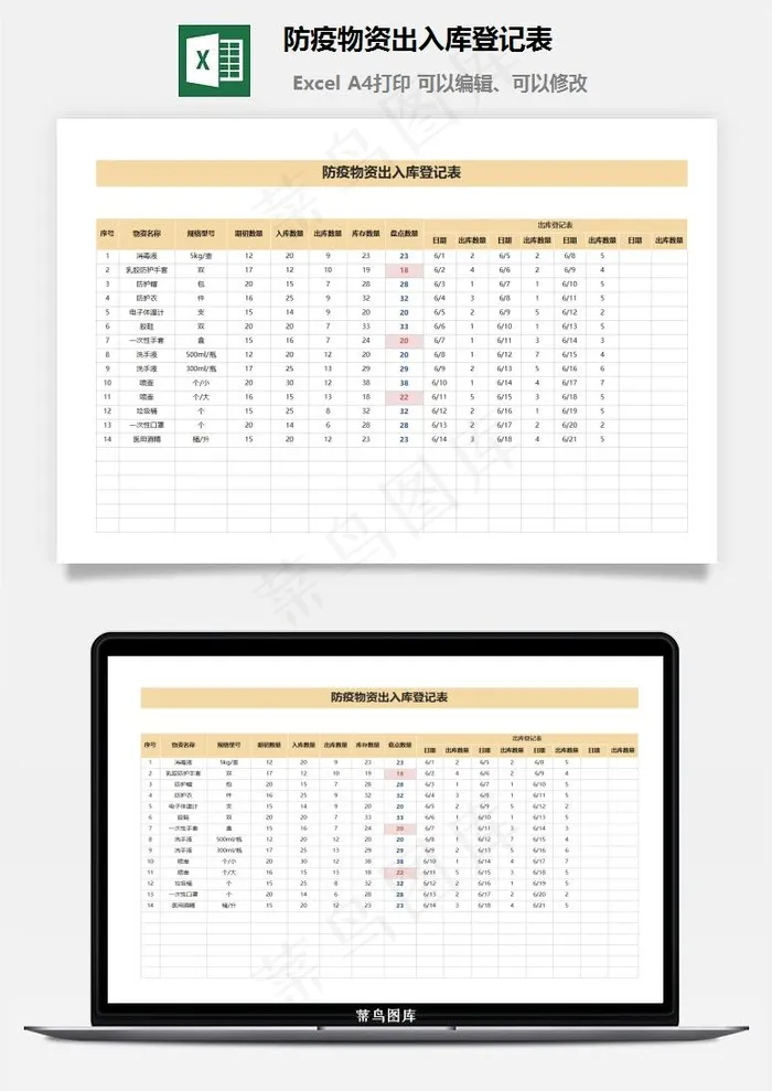 防疫物资出入库登记表 防疫物资出入库登记表