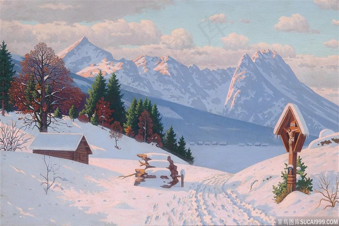 雪后艳阳天画作