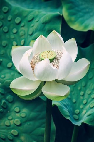 绿色莲花莲子简约背景