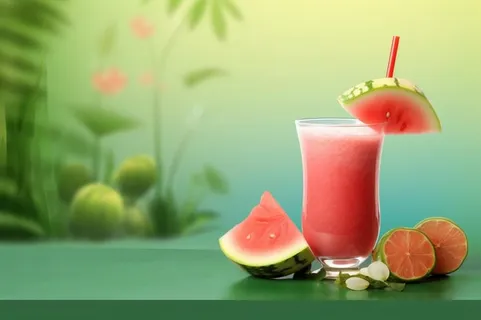 清新莲花夏日饮料西瓜汁背景