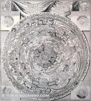 外国手绘精明太阳图案装饰世界地图