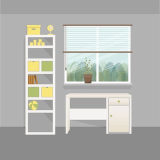 矢量平面房间窗户书桌柜子