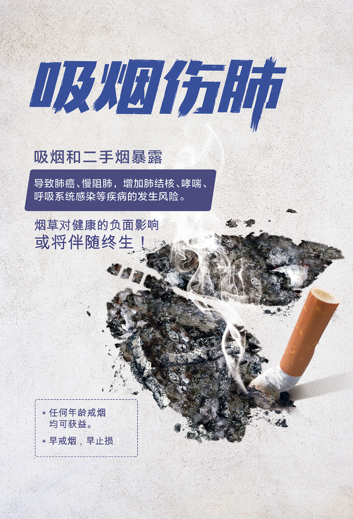 无烟日吸烟伤肺成人版海报psd模版下载
