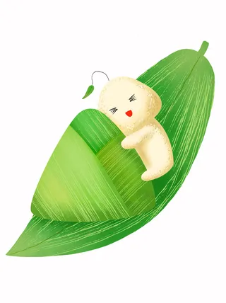 端午节粽子拟人化卡通形象插画