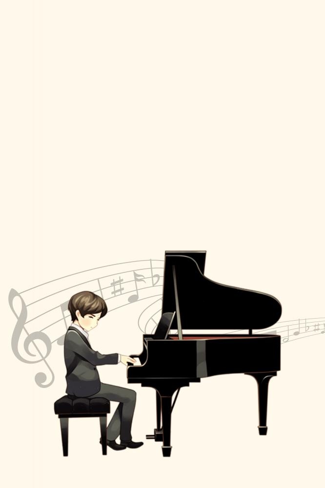 弹钢琴的男孩音乐背景(2000x3000)