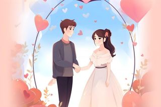 情侣情人节浪漫气球爱心手绘插画海报素材背景