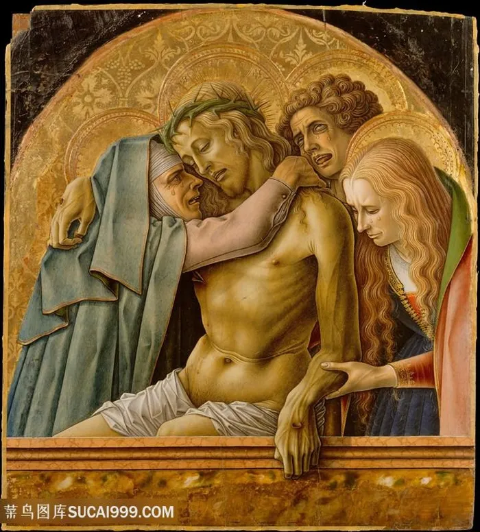 拥抱哀悼人物油画插画