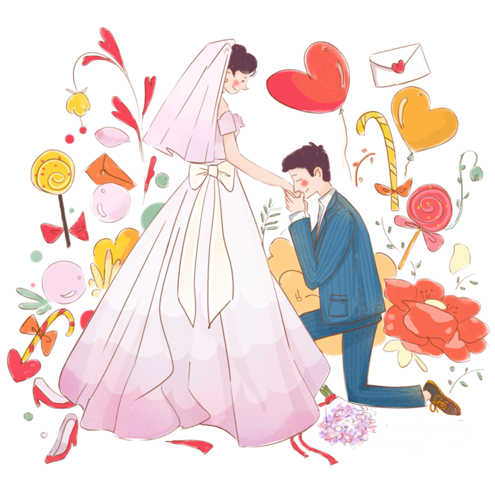 婚纱卡通人物婚礼白纱结婚婚纱摄影手绘