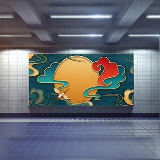 中国风国潮展板背景psd分层模板