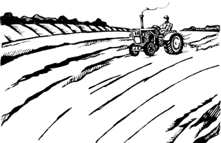 现代农业耕田简笔