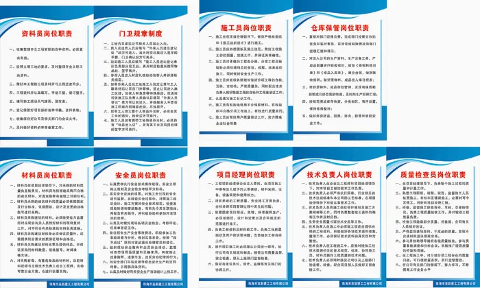 工地制度  岗位职责 岗位制度cdr矢量模版下载