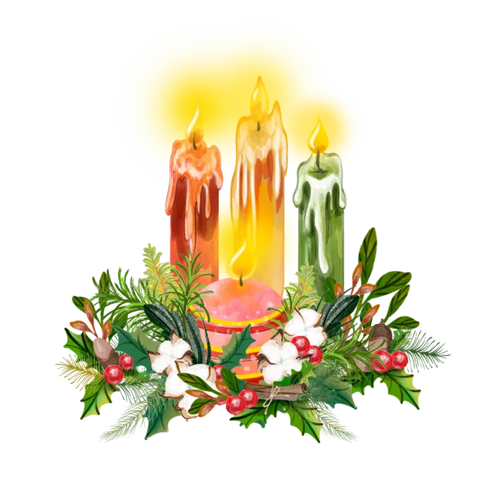 圣诞水彩蜡烛传统节日