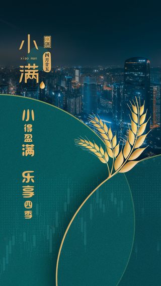 绿色中国风小满24节气海报