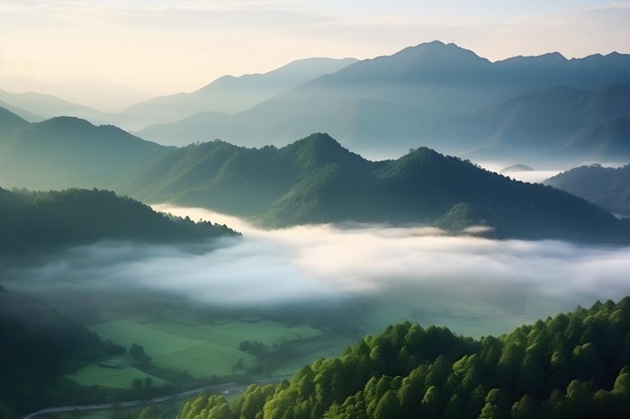 山脉树林高空摄影