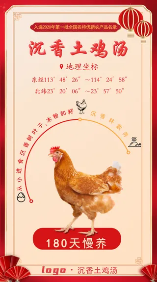 淡黄色中国风简约鸡海报4