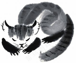 水墨猫文化艺术素材