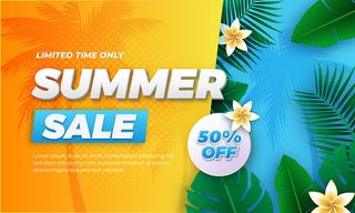 夏日海边销售背景