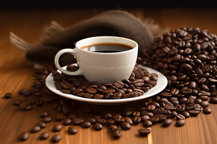 咖啡下午茶咖啡豆摄影图