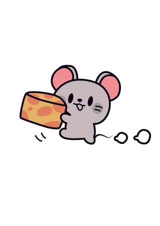 手绘爱吃芝士的小老鼠
