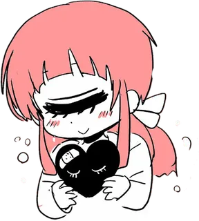 红发爱心女孩素材简笔