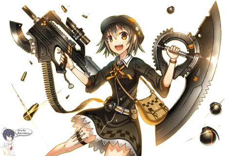 卡通女孩枪械大刀素材