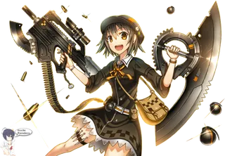卡通女孩枪械大刀素材
