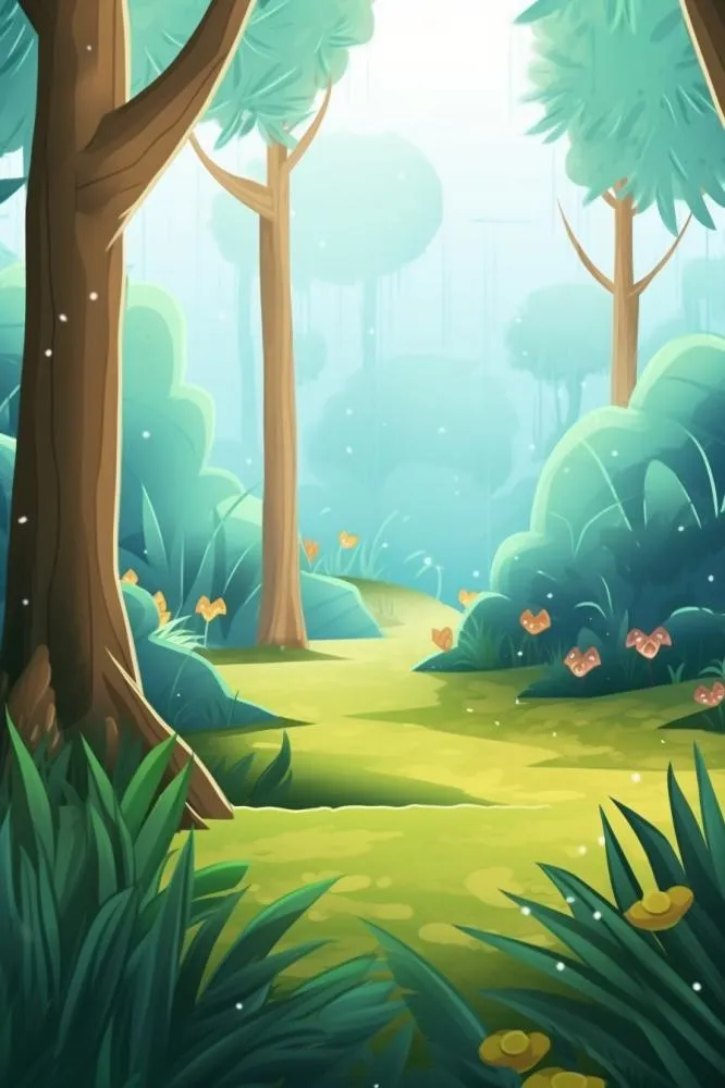 树林草地元素背景插画(896x1344)