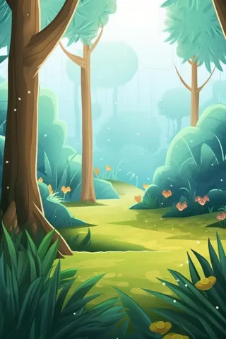 树林草地元素背景插画