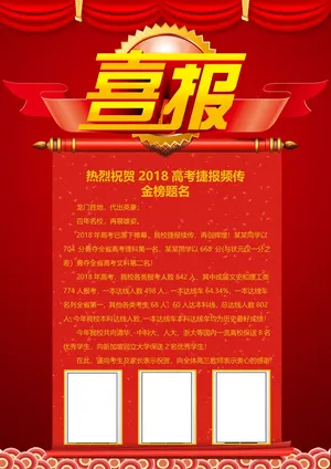 喜报战报海报贺喜金榜题名预览图