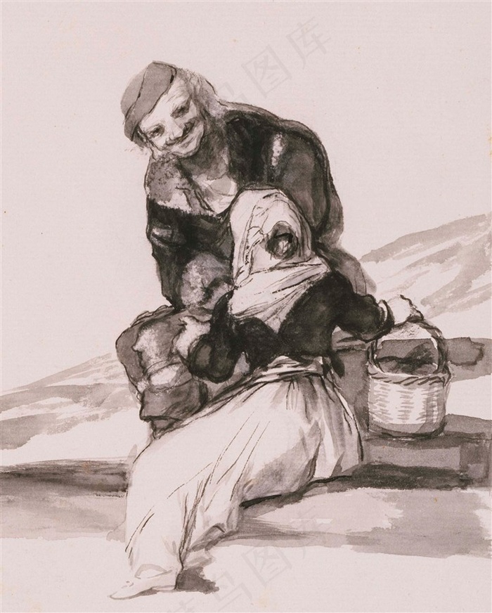 戈雅素描人物绘画素材