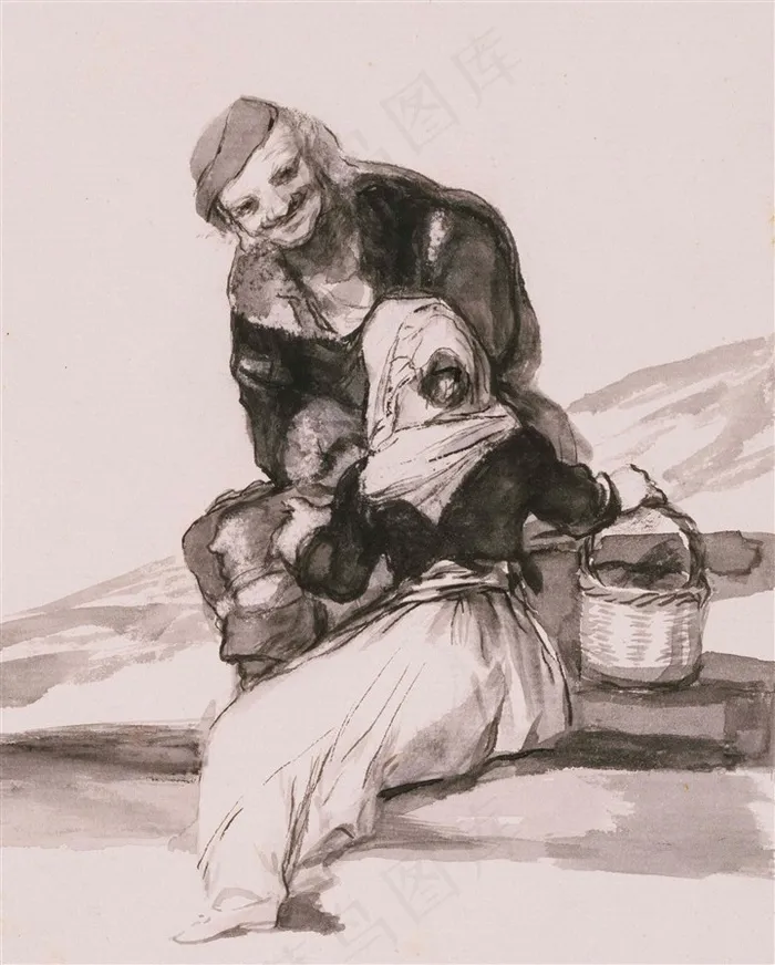戈雅素描人物绘画素材