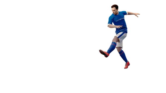 足球运动员踢球射门免抠