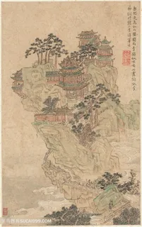 清代王士禛书画册页仙山楼阁国画图片 清代王士禛书画册页仙山楼阁国画图片