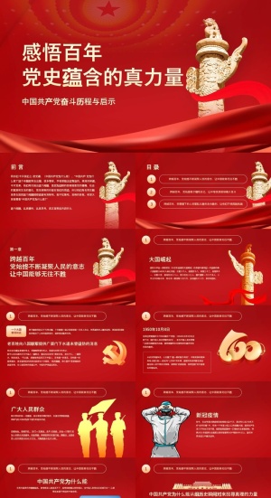 党政感悟百年党史蕴含的真力量ppt模板预览图