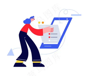 扁平风简笔画抽象工作汇报人物插画