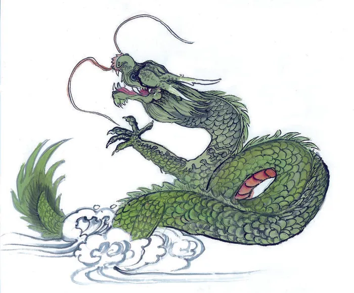 一条刚从云雾中飞出来的龙