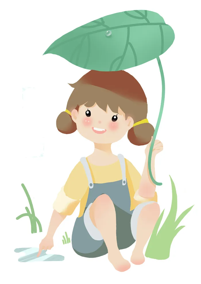 二十四节气谷雨场景插画psd模版下载